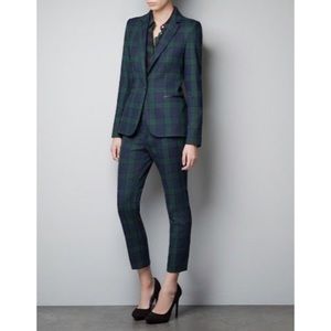 ZARA Tartan Suit Blazer & Pants Medium